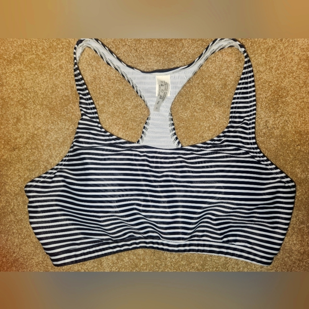 Womens Blue and white swim suit top With Padding Size Large